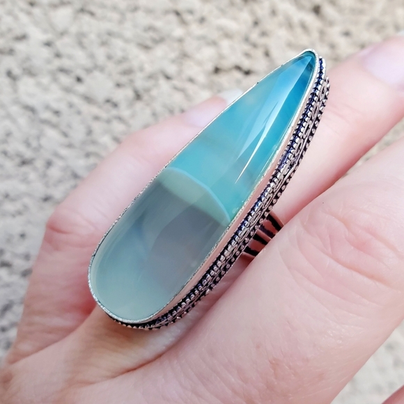 New Botswana Agate 925 Silver Statement Ring. - Picture 1 of 13